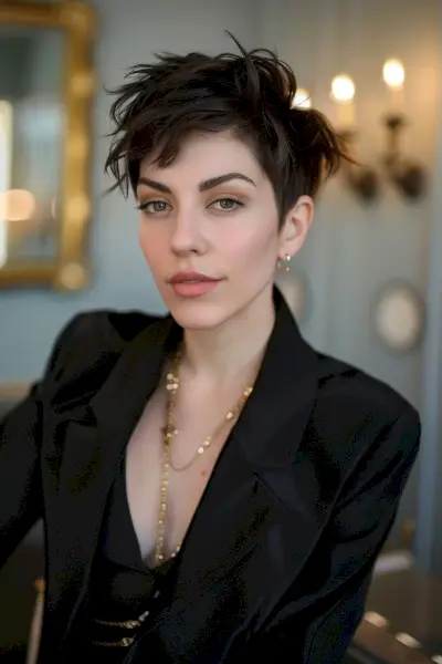 Stylish Woman with Tousled Spiky Pixie Cut