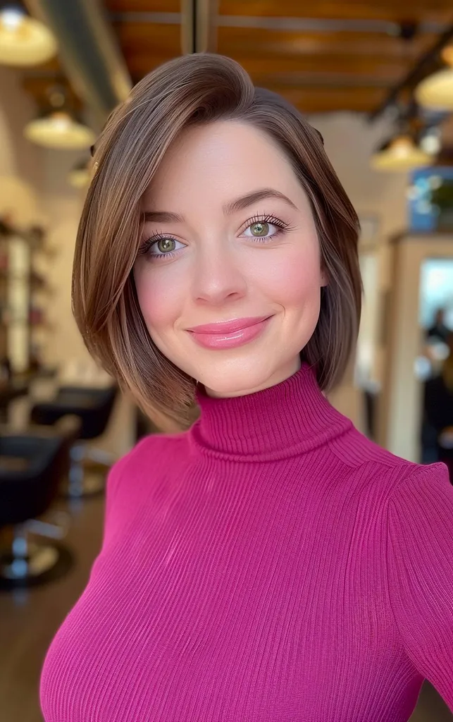 Miękki bob do brody z subtelnymi warstwami dla cienkich włosów' title=