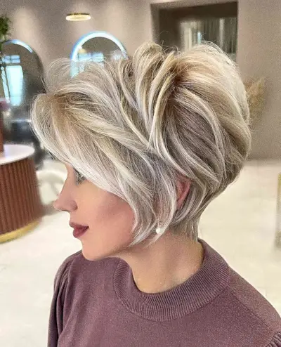Long Pixie Bob with Blonde Balayage