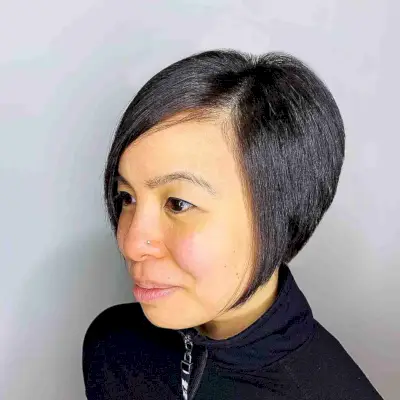 High Wedge Cut with a Side Part for Thin Hair