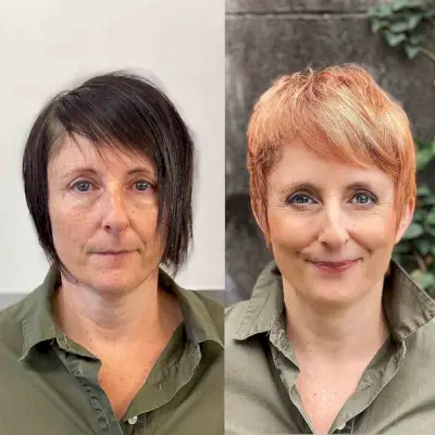 Peach Side-Swept Bangs and Cut for Thin Hair