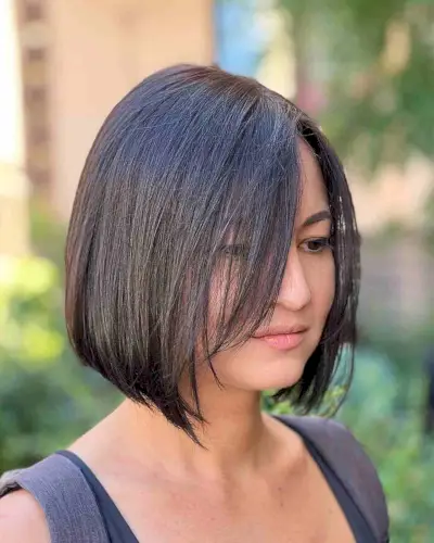 Low-Maintenance Angled Bob with a Face Frame for Thin Hair