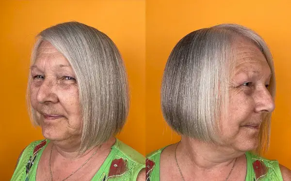 Thin Uneven Side-Parted Style for Short Silver Hair