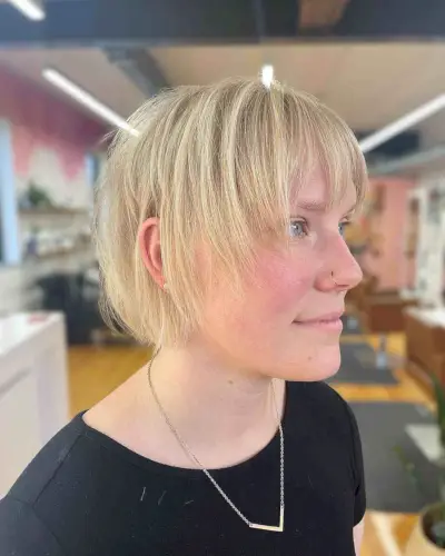 Short Thin Shaggy Razored Bob with a Fringe