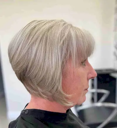 Wedge Cut with Bangs for Older Women with Thin Hair