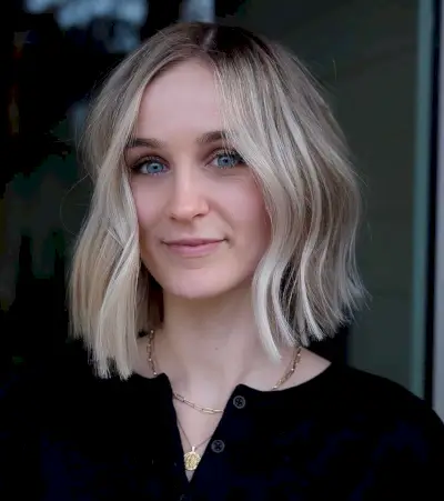 blonde neck-length wavy bob