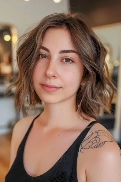 Modern wavy short hairstyle for thin hair