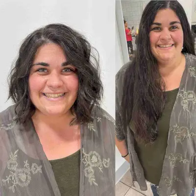 Wispy Brunette Lob with a Side Part for Round Faces