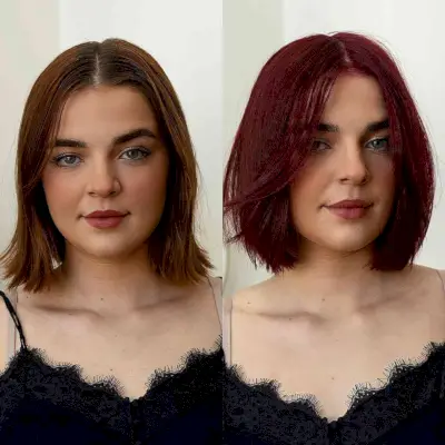 Sexy Dark Red Bob Haircut for Round Faces