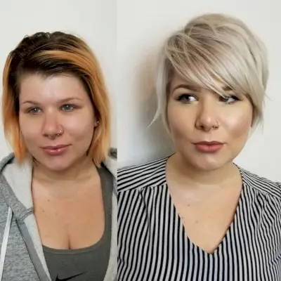 Long Pixie with Side Swept Bangs For Round Face Shape