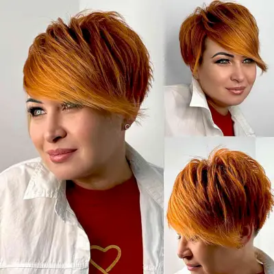 Cute Choppy Pixie Cut with Long Bangs for Round Faces