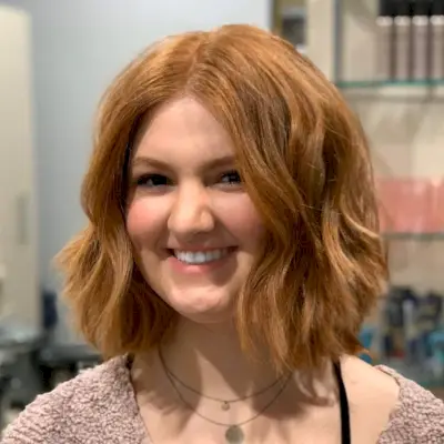 Beautiful layered bob haircut for a chubby face and short thick hair