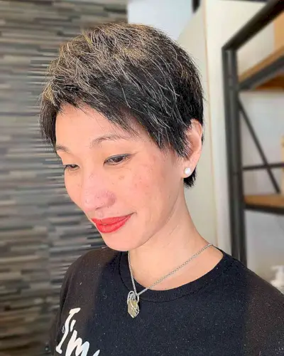 Side-Swept Textured Pixie Cut for women with fine hair textures