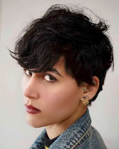 Short Textured Chopped Pixie Cut with Fringe for women with oval face shapes