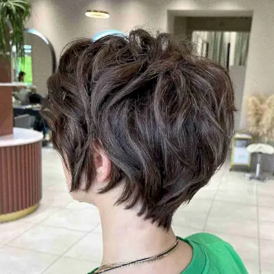 Messy Brunette Pixie Bob Haircut