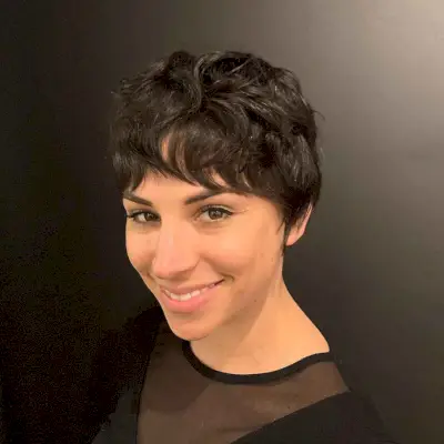 Wavy pixie with bangs