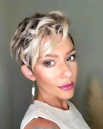 Short Textured Pixie with Blonde Tones