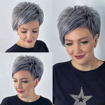 Metallic Steel Textured Pixie Cut