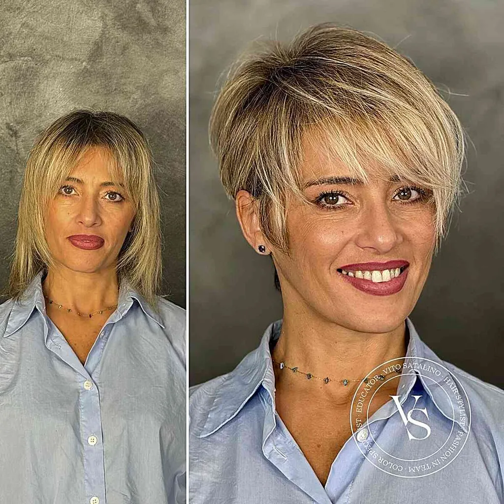 Pixie macio e grosso com franja transparente' title=