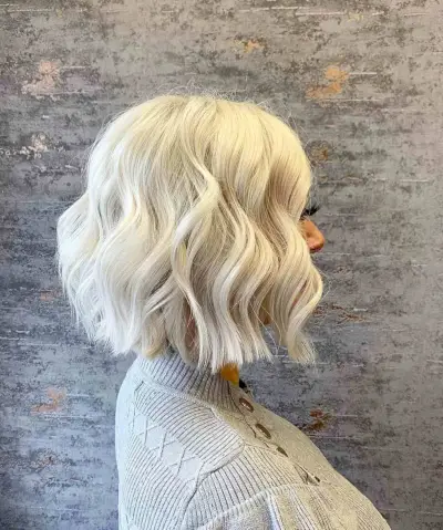 Short Feminine Blunt Bob with Loose Waves for Thick Hair