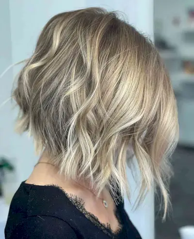 Long Inverted Bob with Textured Ends for Short Thick Hair