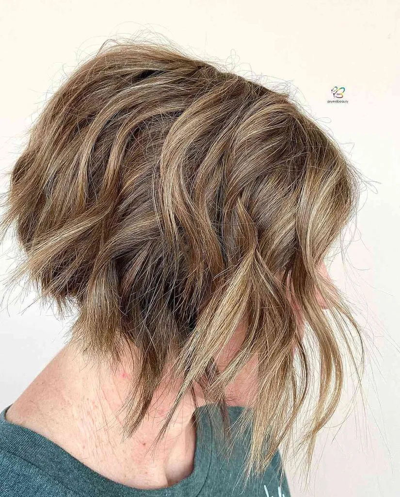 קצר אדג'י קו גלי בוב לנשים עבות שיער' title=