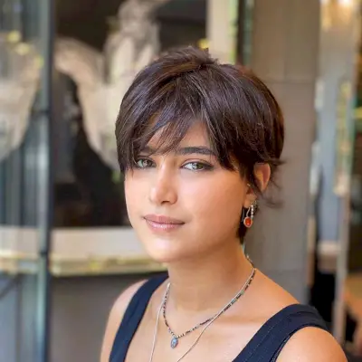 Dark Brown Pixie with Wispy Bangs