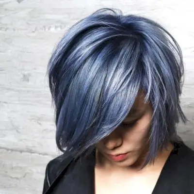 Steel Dark Blue on Brown Hair