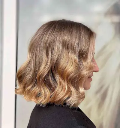 Wavy Light Brown Ombre Lob