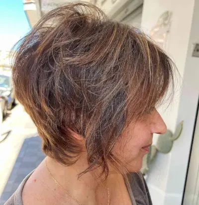 Short Tousled Caramel Light Brown Pixie for Women Over 50