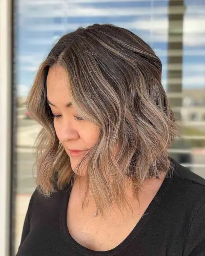 Short Light Brown Balayage Hair for Women Over 40