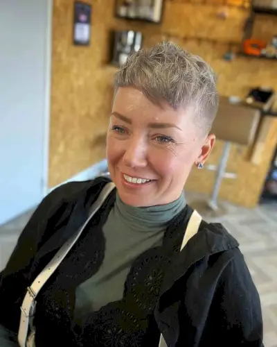 Closely Cropped Pixie with Fringe for Thin Hair