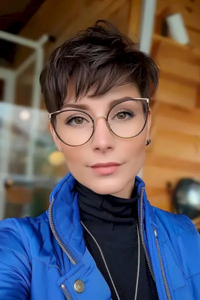 Short Pixie for Women with Glasses