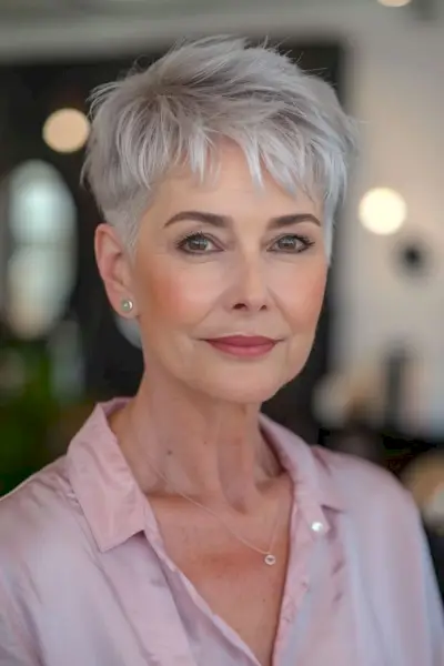 Youthful Spiky Pixie Cut for Women Over 60