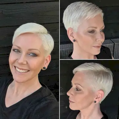 Blonde Pixie for Women Over 40 with Thin Hair