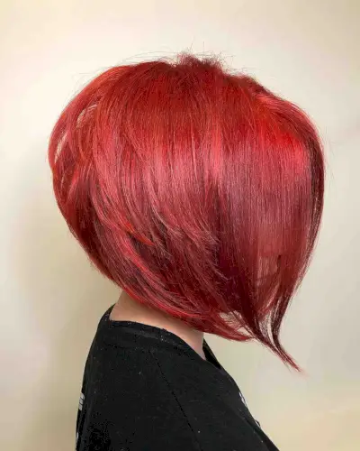 bright red short hairstyle for women