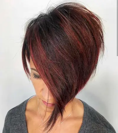 Short Black Hair with Red Highlights