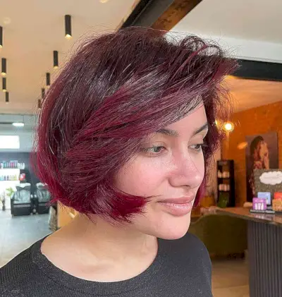 Short Burgundy Red Haircut for Women