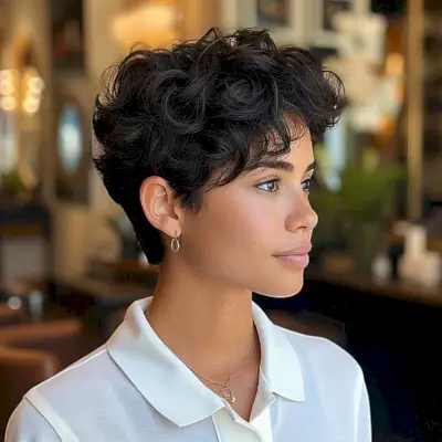Wavy Pixie for Short Hair with Curls