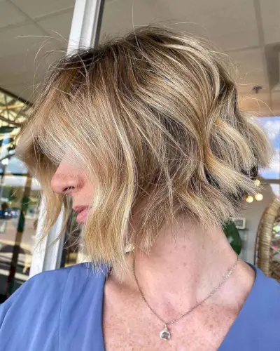 Short blonde wavy hair