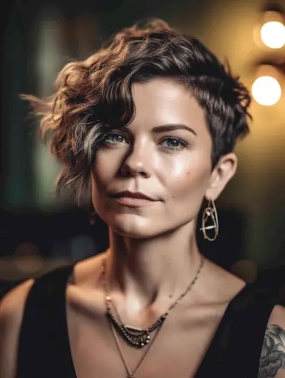 Sassy Dark Undercut Wavy Bob for Short Hair