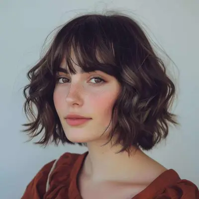 Textured Cut With Choppy Bangs and Wavy Hair