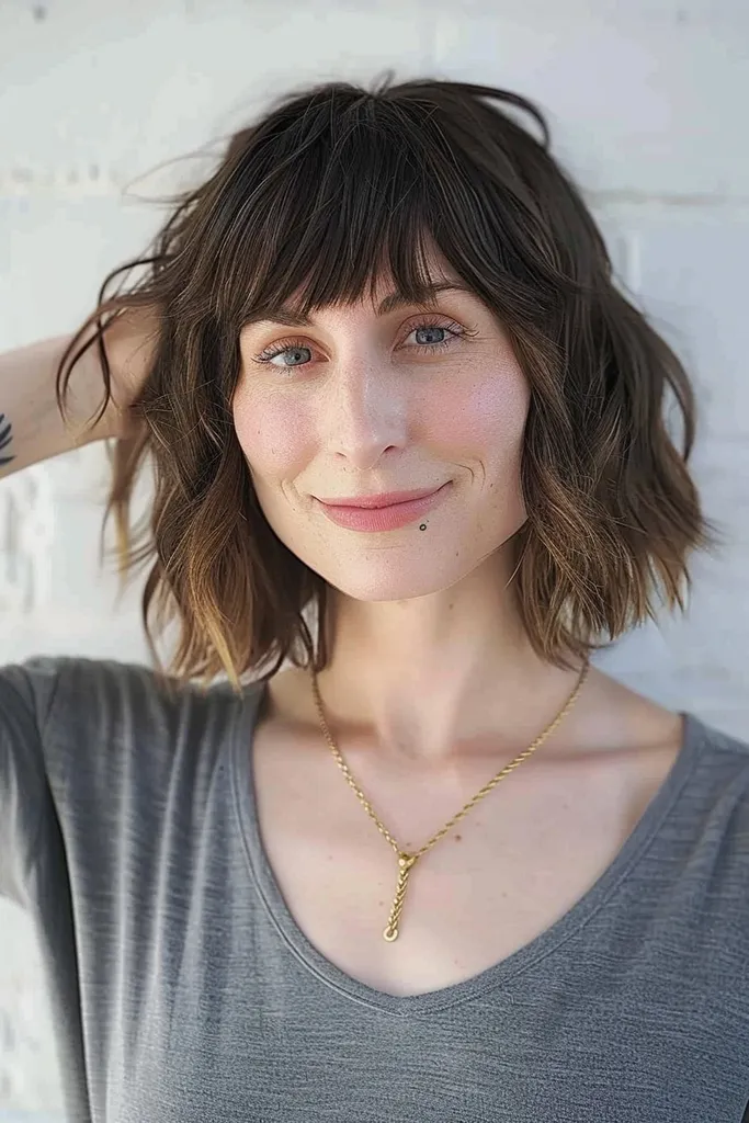 schokkerige bob voor golvend haar' title=