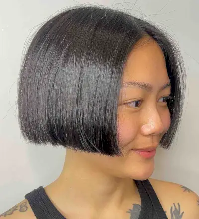 Cute Short Blunt Bob Cut for Asian Ladies