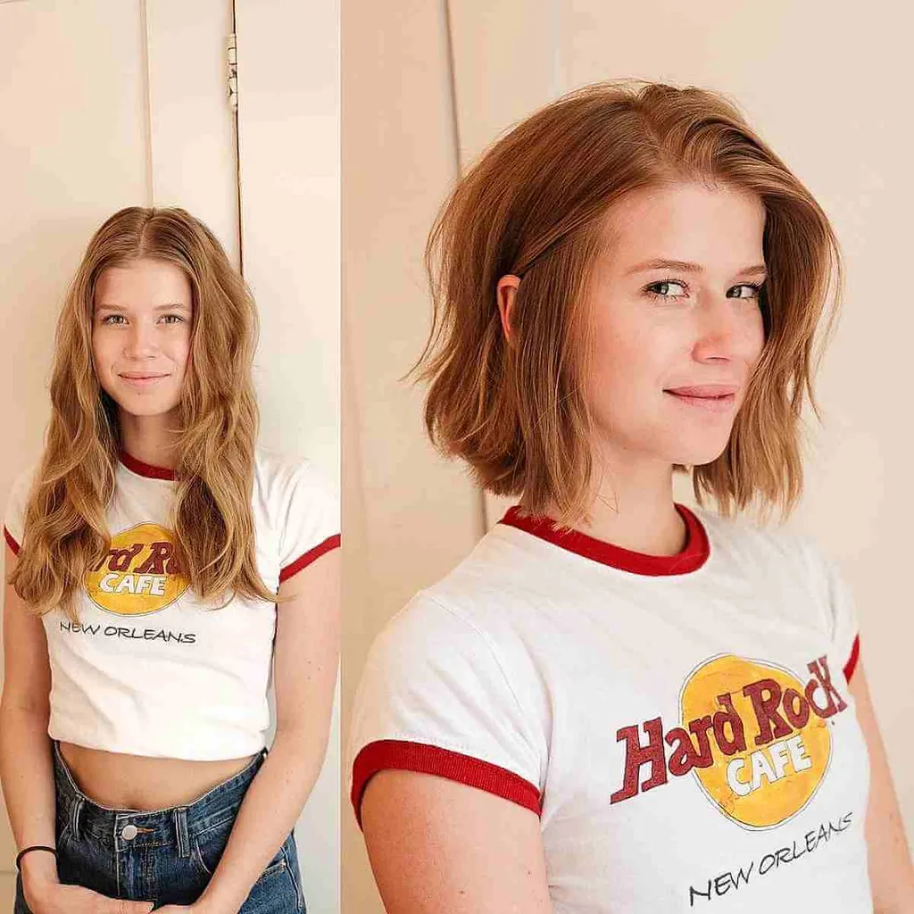 Ingefærrød Bølget Bob-stil' title=