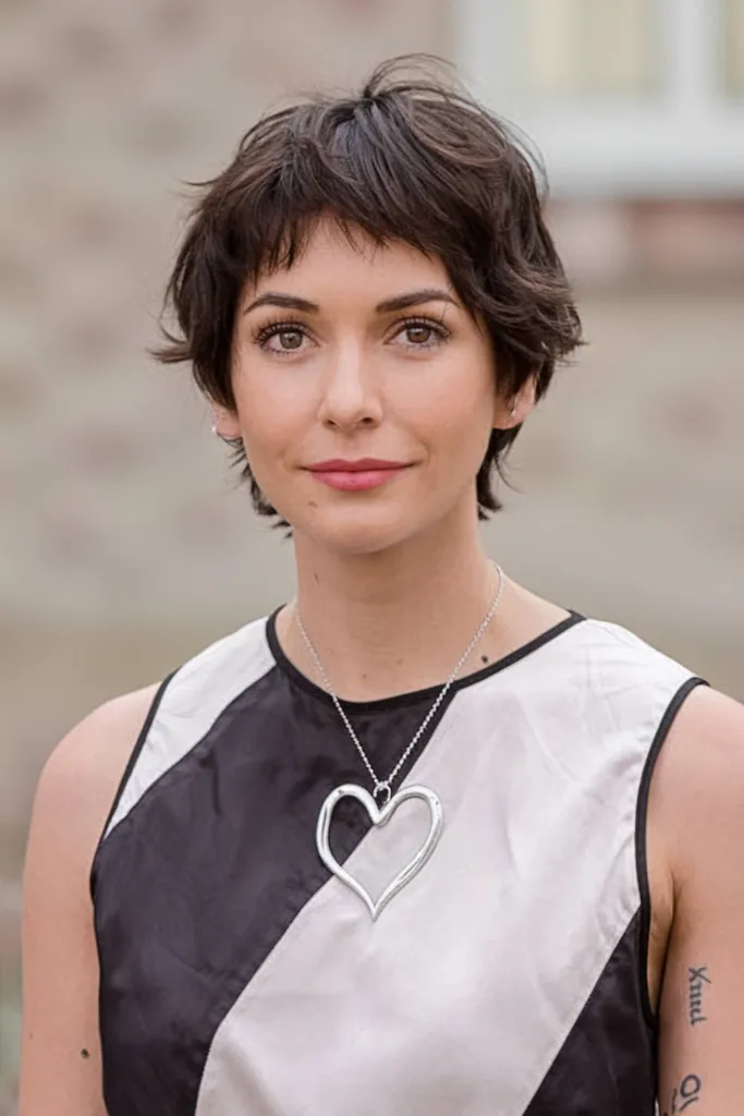 Taglio di capelli shag anni '70 con parte posteriore corta e strati testurizzati' title=