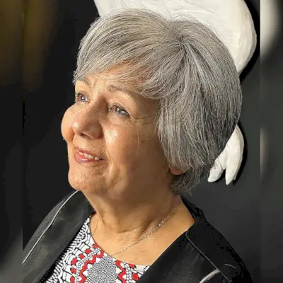 Wash-And-Wear Grey Ear-Length Bob for Women Over 70