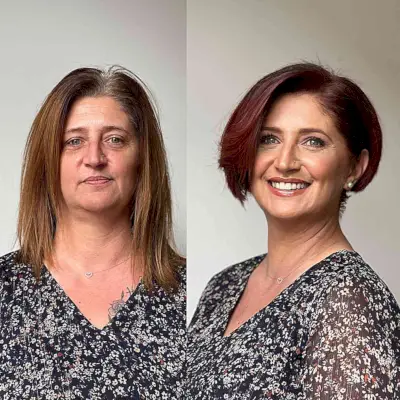 Ear-Length Asymmetrical Makeover with a side part for women over 30