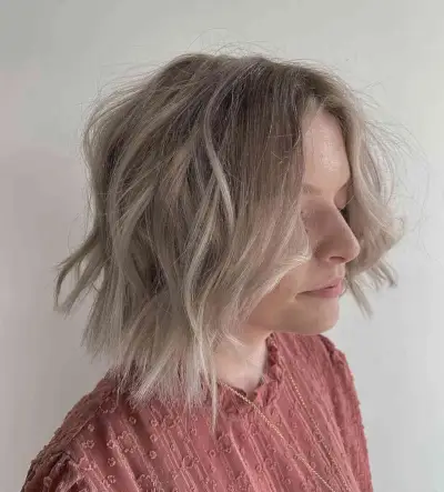 Textured Choppy Lob Fluffy Cut