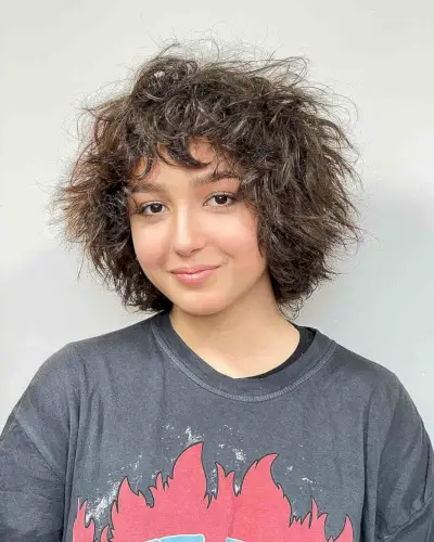 Fluffy Short Messy Layered Cut for Round Faces